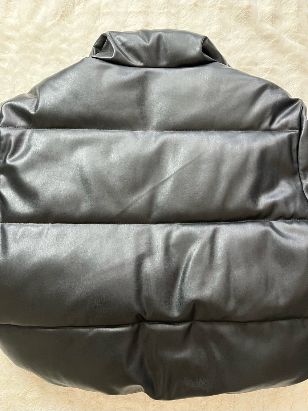 ZARA Black Faux Leather Puffer Jacket - Picture 4 of 6